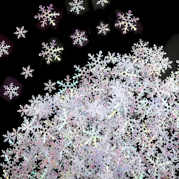 300 stk store snøfnugg bordkonfetti dekorasjon vinter snø