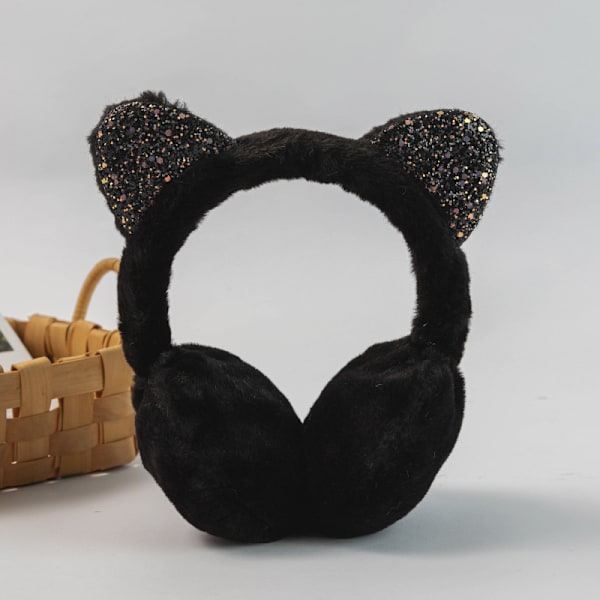 Svart Kreativ ny paljetter Kattöron (Ångad kattöron formad bre