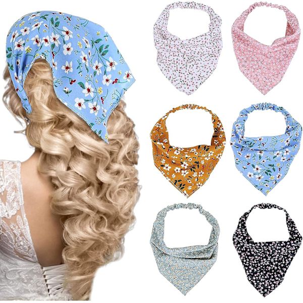 6 stk Blomsterhodebånd Hodebånd Chiffon Hårbånd Elastisk