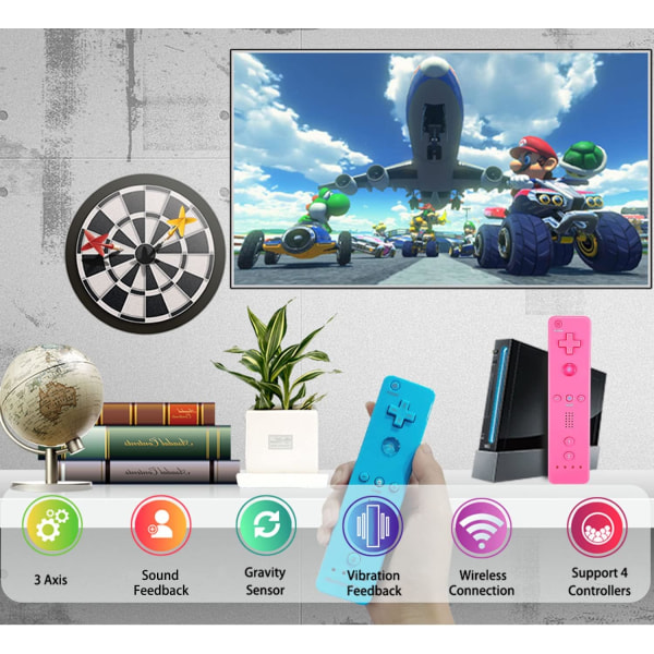 2-pakke klassiske trådløse kontroller som er kompatible med Wii og Wii U