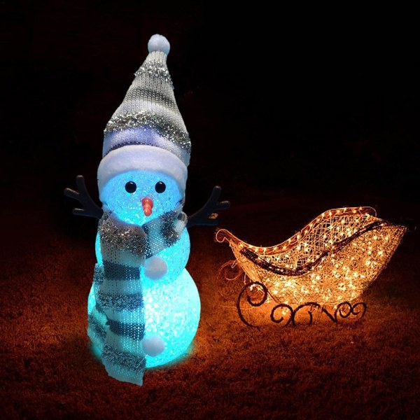 Opplyst snømann, fargeskiftende LED snømann lysdekorasjon, for