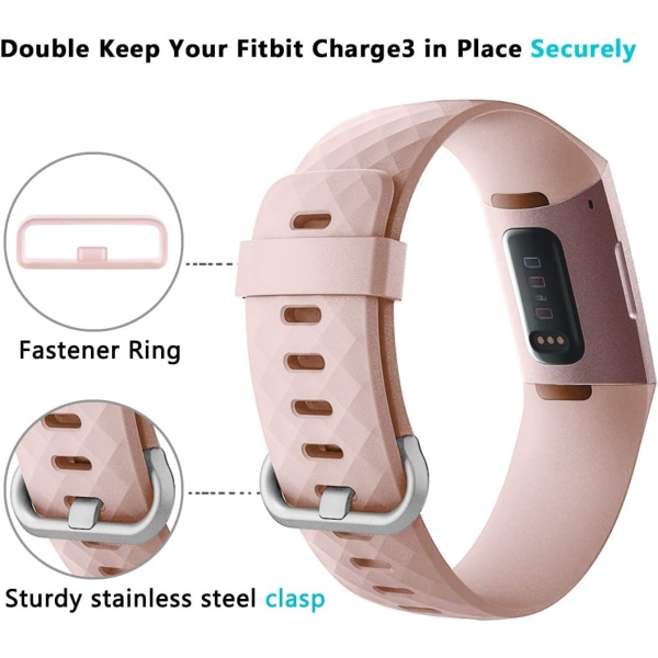 2-pakning med kompatible erstatningsreimer for Fitbit Charge 3/Fitbit C