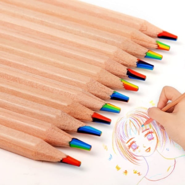 10 STK regnbuefarvede blyanter, 7 farver i 1 blyanter til børn, Va