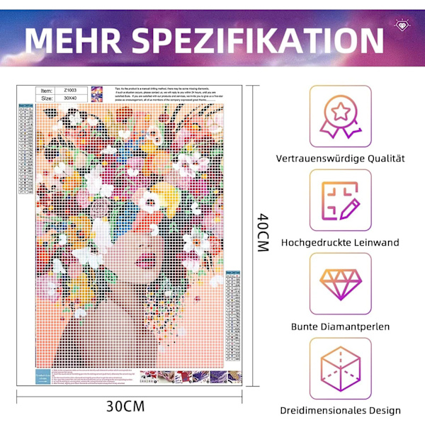 5D Diamantmaleri Kit til Voksne, Diamantmaleri Billeder Flo