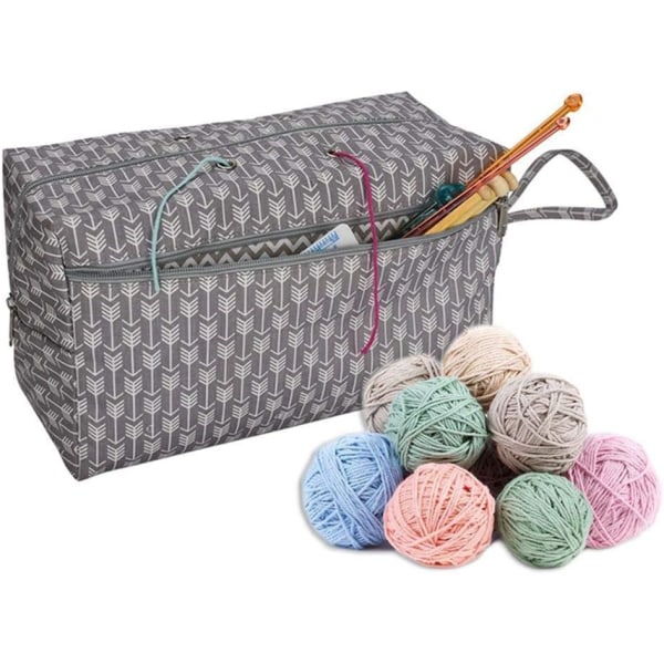 Strikkeoppbevaringspose for tekstilgarn, 2 stk sammenleggbar strikk