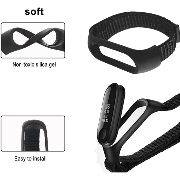 2 Nylonremmar kompatibla med Mi Band 7, mjuka justerbara sportremmar