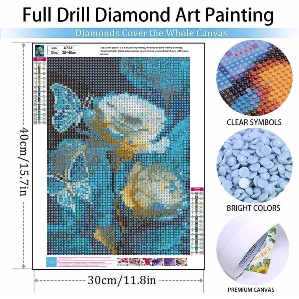 11,8 x 15,7 tuuman (Flower Butterfly) diamond painting Adulle