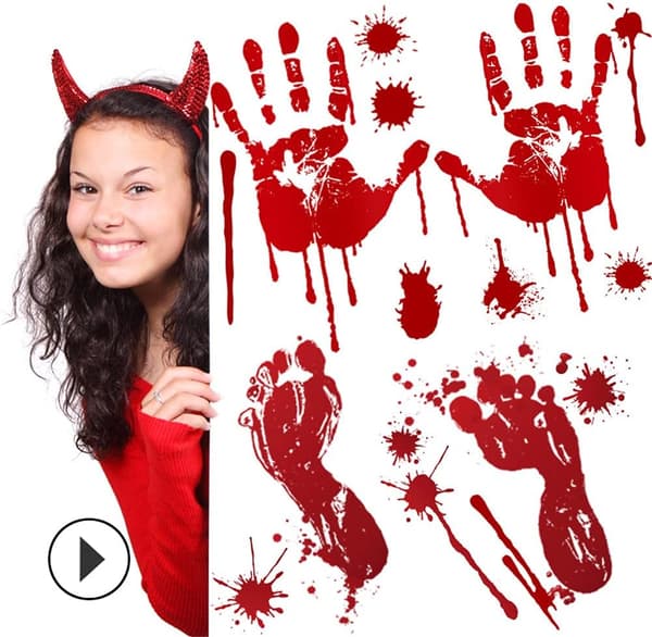 （2）Halloween Horror Bilsticker Bilde Vindussticker Blodig Håndpri