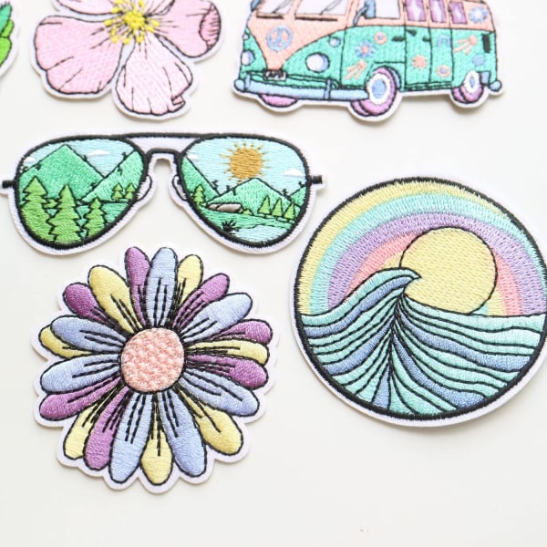 18 stk. assorterede strygejern påsyet blomst patches til Cl