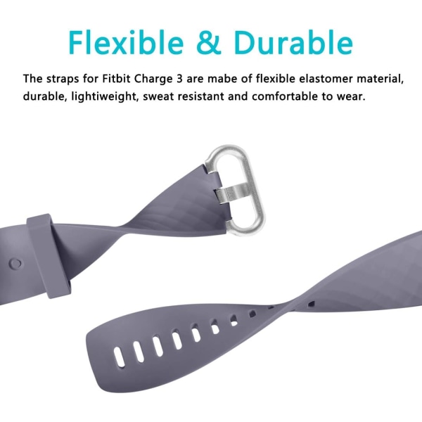 2-pakning med kompatible erstatningsreimer for Fitbit Charge 3/Fitbit C