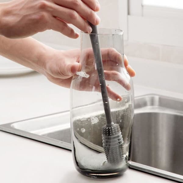 Oppvaskbørste for glass - Silikon - Grå grå