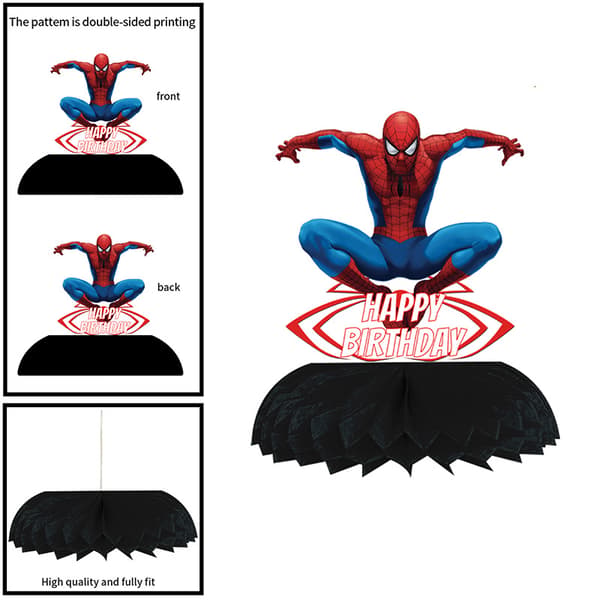 7 Spider-Man-tema honeycomb-bordpynt til spisebordet