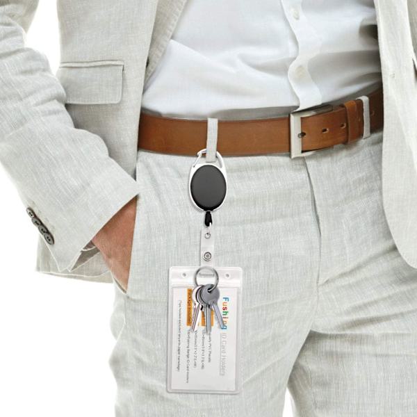 2 stk. Retractible Badge Holder Karabinhage Reel Clip på ID-kortholder