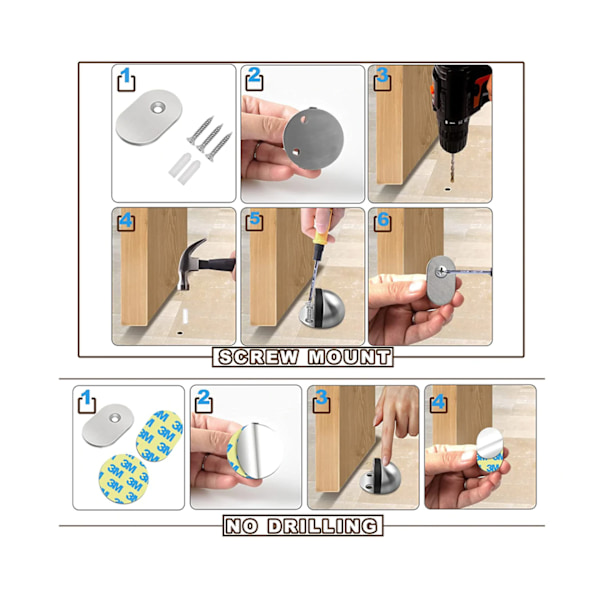 2-pack dörrstopp, magnetisk dörrstopp, dold modern golvmontering Ma