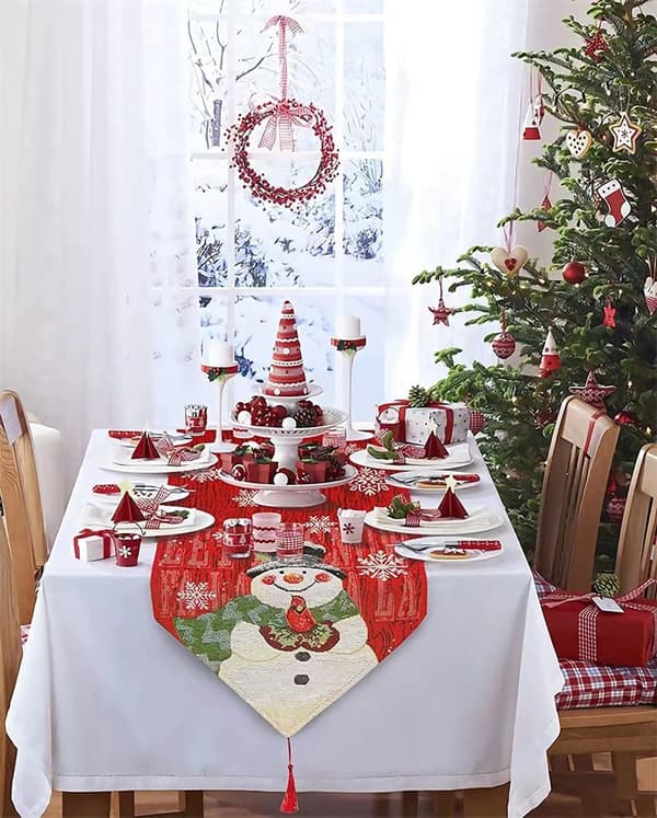Ny juledekorasjon bordflagg restaurant bomull lin emb