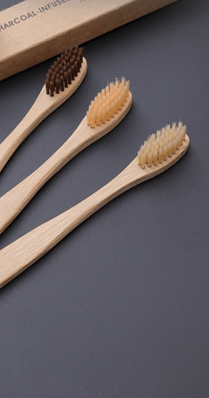 10 set med 10, Aprikos, Bambutandborste, Eco, Medium Soft Bristl