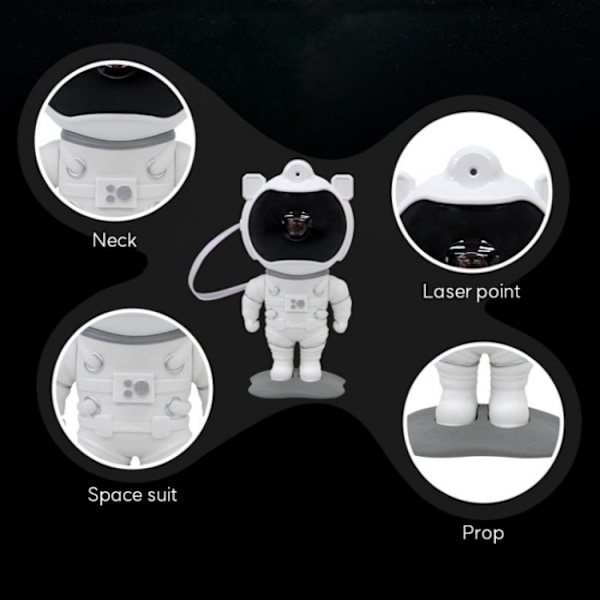 1 stk. Astronaut Natlampe/Galakselampe - LED Projektor med fjernbetjening
