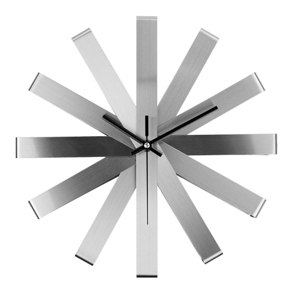 Silver, 30 * 30cm Silent Wall Clock Ribbon Stainless Steel Creati