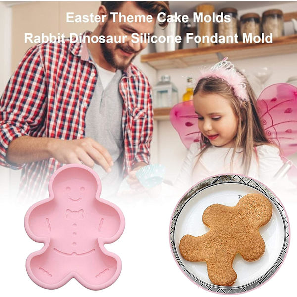 Påsktema kakform, pepparkaksdinosaurie silikon fondantform
