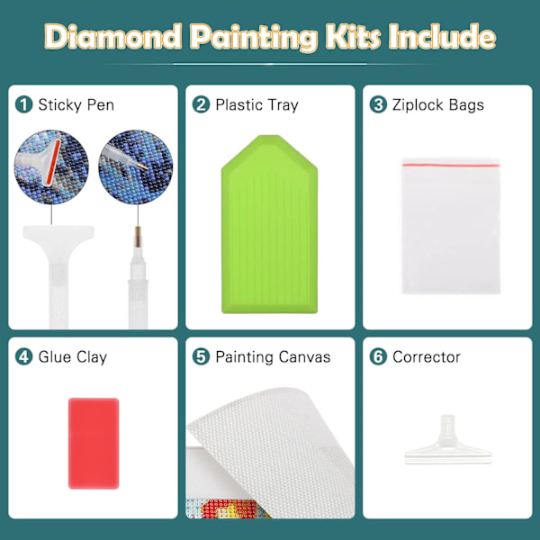 Slott (ugglor) 5D DIY Diamantmålning Kits Full Drill för Barn