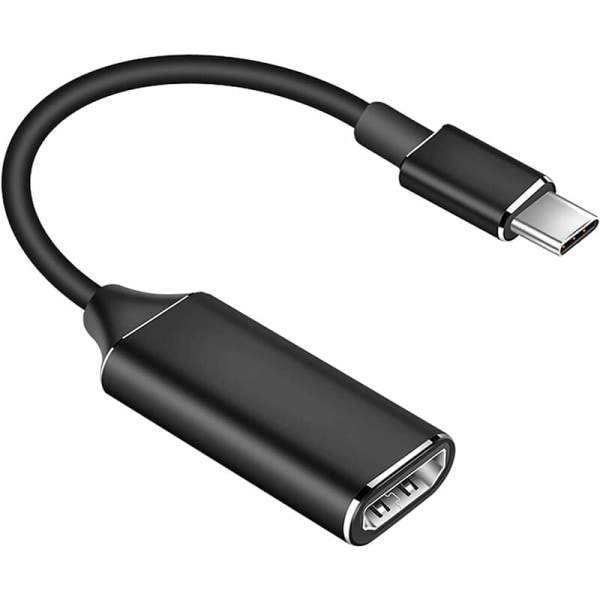 Sort USB C til HDMI-adapter, Type C til HDMI 4K-konverter, Type C