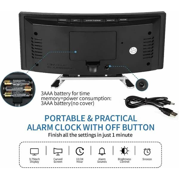 Grön, digital väckarklocka i sovrummet, LED-spegeldisplay, 12/24