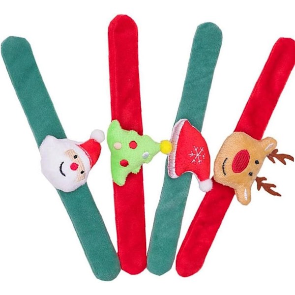 4 stk. Juleklap Armbånd Slap Børn Snap Bandbander til Jul
