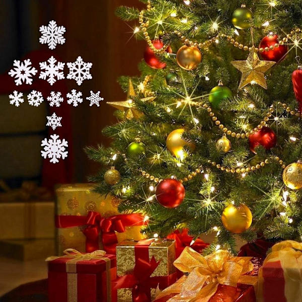 100 stk snøfnugg juledekorasjoner hengende ornament Xmas Tre