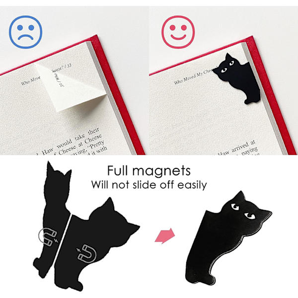 6 kpl magneettiset kirjanmerkit utelias kissa väri musta, Halloween ja
