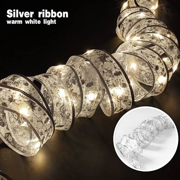 Julebåndslys, 13ft 40 Lys Sliver Varm Jul