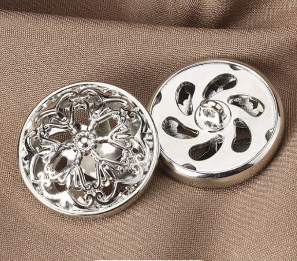 10 st silverkläder knapp - ihålig blomma form metall skaft Ro
