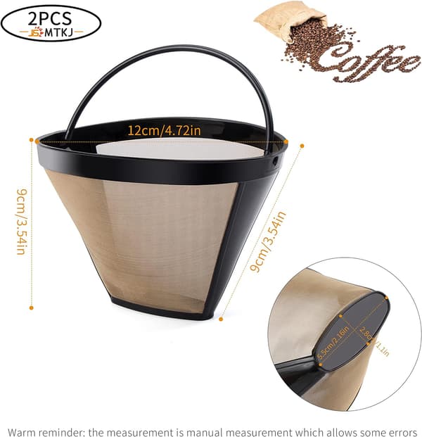 2 stk. Permanent kaffefilter, 100 mesh genanvendelig kaffefil