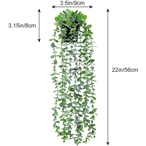 Kunstig eukalyptus, kunstig fallende potteplante, kunstig