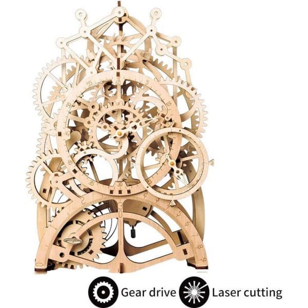 Träklocka 3D Träkonstruktionssats utan lim Laserskurna 3D