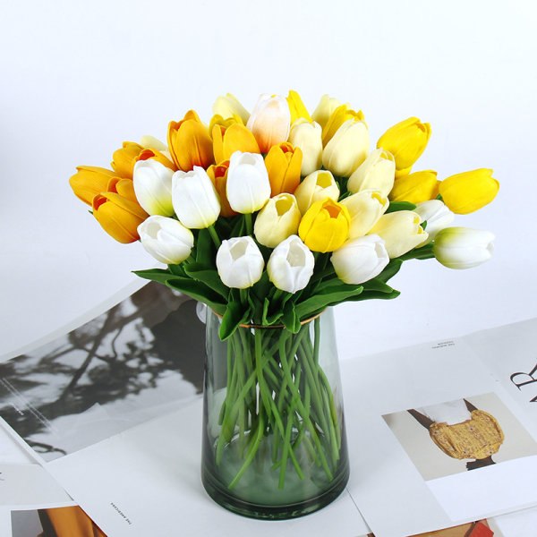 Tulipaner kunstige blomster falske tulipan stilker SANN FØLELSE pu tulipaner