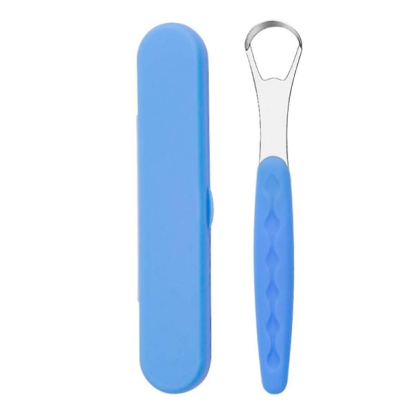 (BLUE) Tongue Scraper, Tongue Scraper with Case Cleaner Stainless