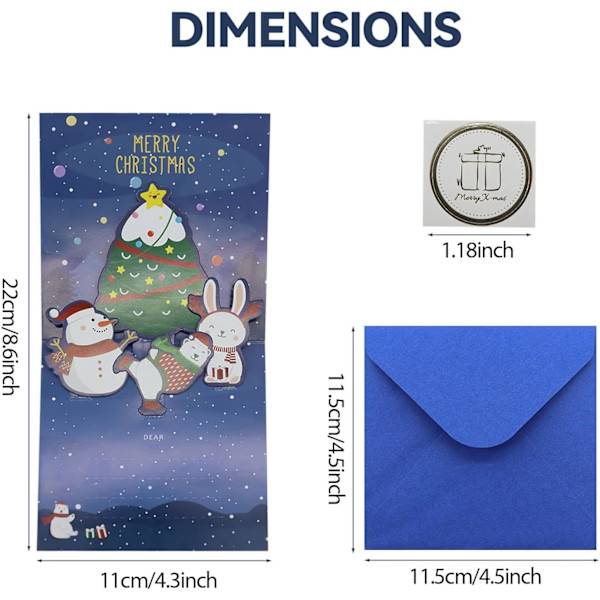 6 Pakke Morsomme 3D Pop-Up Julekort for Familie, Venner, Bedrifter