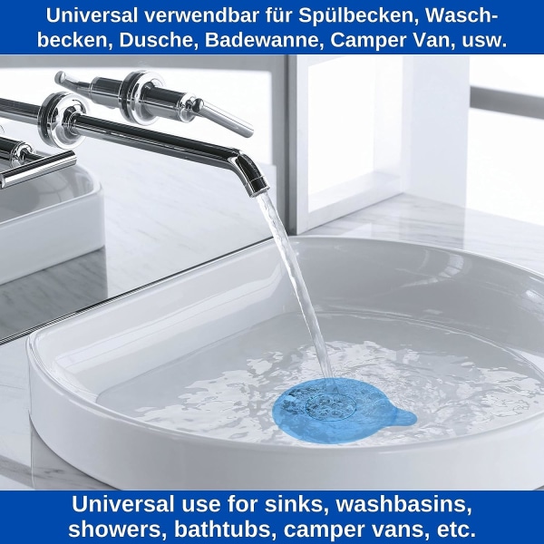 Diameter 13,3 cm, (blå), 2-pack, avloppsplugg för badkar, dusch,