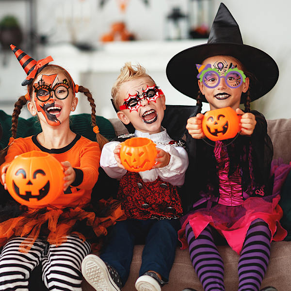 Halloween-festbriller i papir med spøkelser, 12 stk.