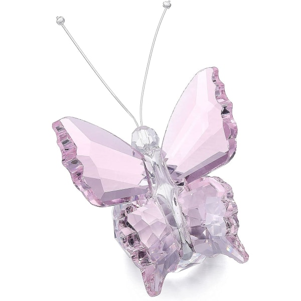 Pink Butterfly Ornament med K9 Krystalglas Spejl Ball Suncatc