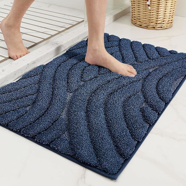 Farve (Blå) Absorberende Bademåtte 40x60cm, Skridsikker Bademåtte, M