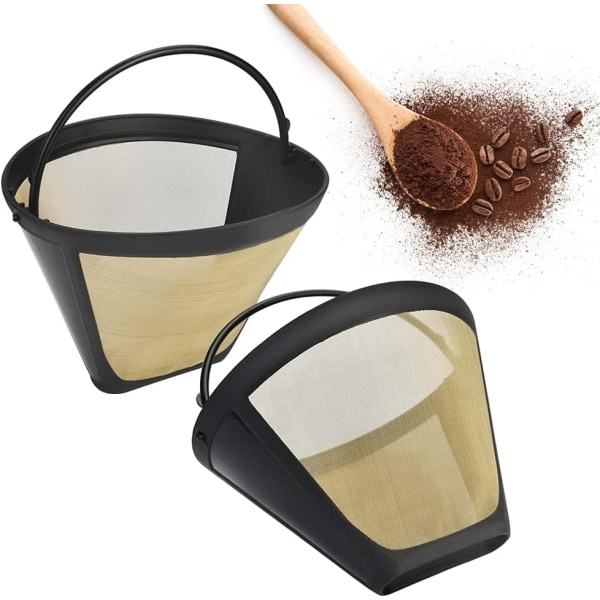 2 stk. Guld 304 Stål Kaffe Filter 10cm 100 Mesh Permanent Kaffe