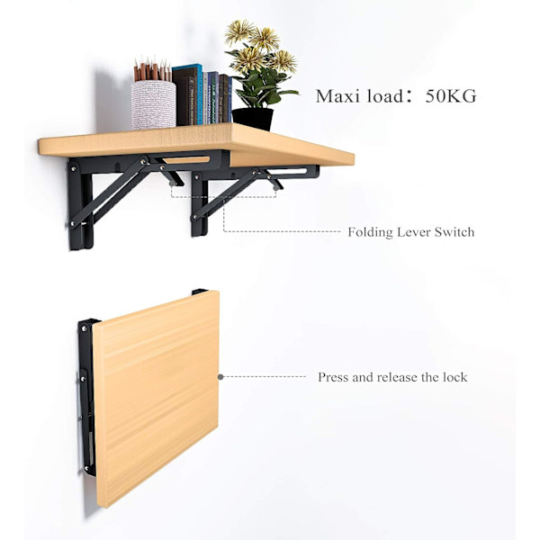 2PCS Fällbar Hylla Konsol 200mm Fällbar Konsol Vägg Hylla Tung