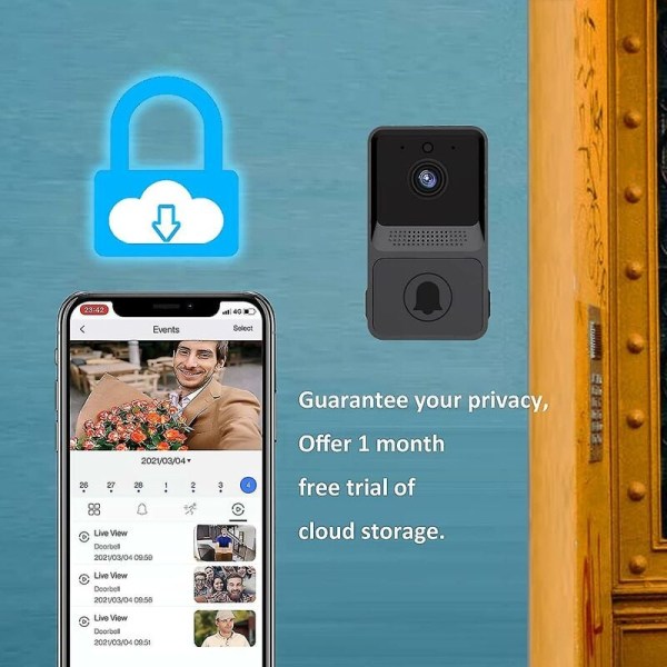 1 st trådlös fjärrvideo dörrklocka smart hem intercom HD natt