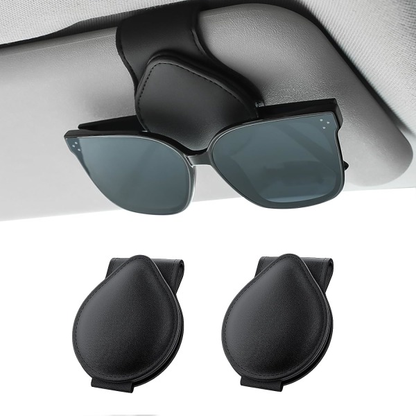Förpackning med 2 bilglasögonhållare, bilsolglasögonklämmor gjorda av PU + I