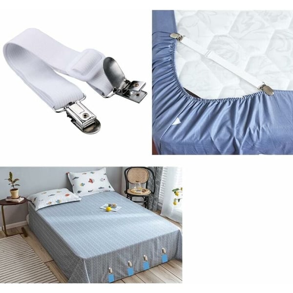 Fitted Sheet Tensioner, 4 kpl vuodevaatteiden kiinnittimiä, säädettävät