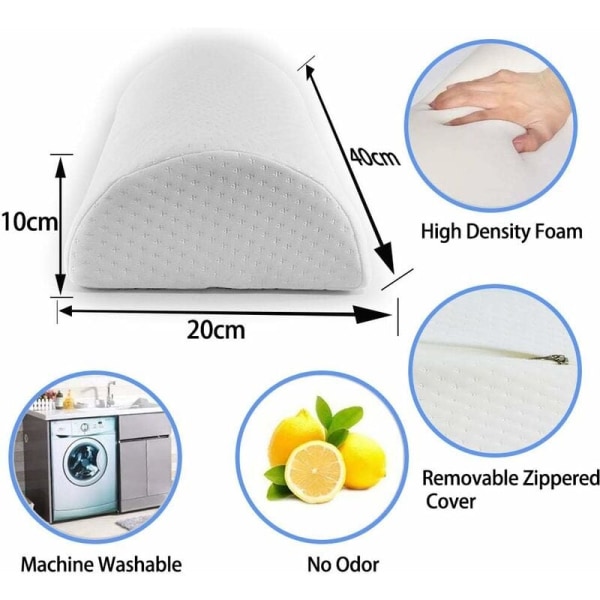 Halvmåne Pude, Halv Cylinder Fodskammel, Memory Foam Fodstøtte