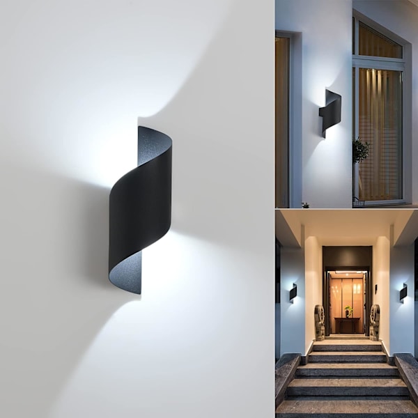 LED innendørs/utendørs vegglampe, 10W 6000K kald hvit vegglampe, modus