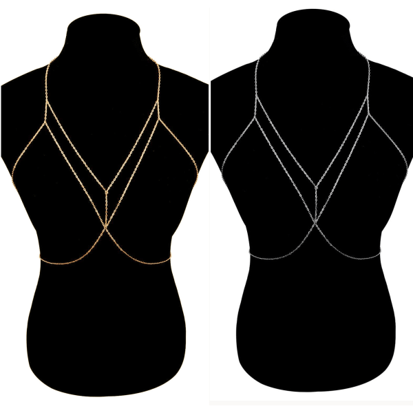 (Kulta + hopea väri) Fashion Simple Sexy Belly Body Chain Neckla