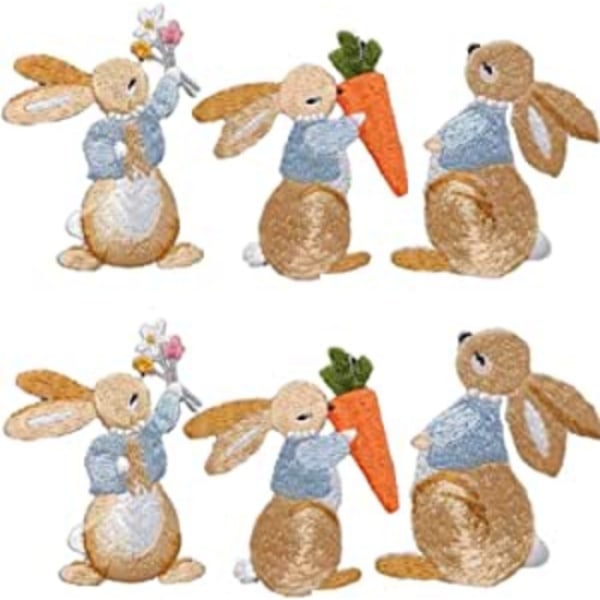 6-piece set of stitches, rabbit applique patches, embroidery